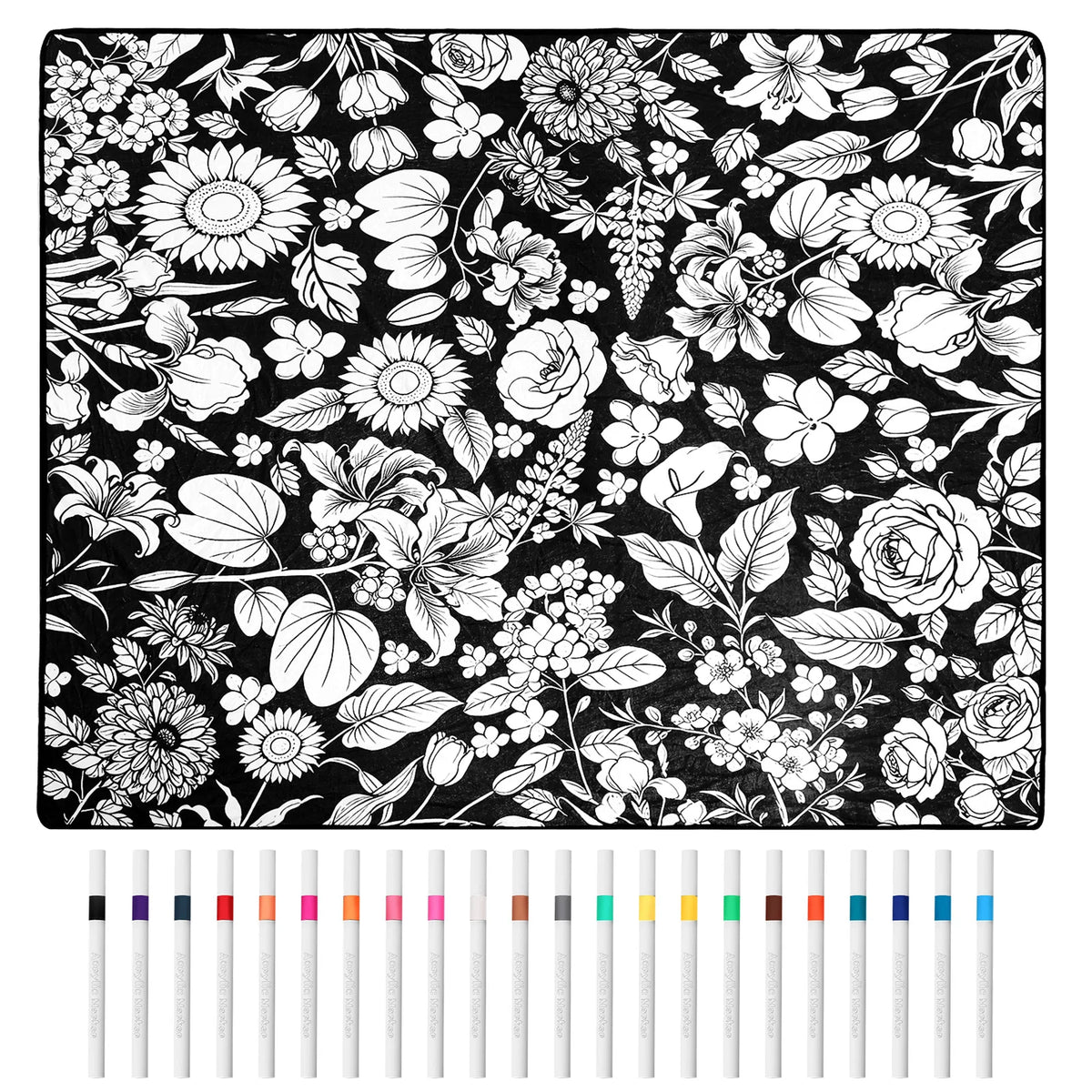 DoodleSnug Coloring Blanket — 24 Washable Markers Included