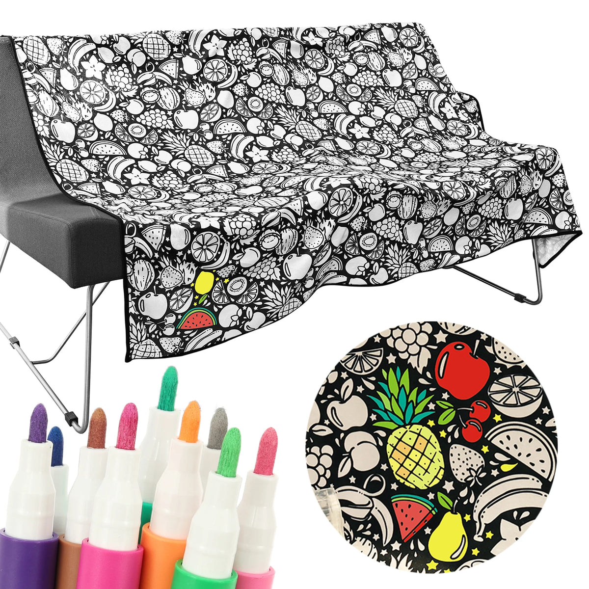DoodleSnug Coloring Blanket — 24 Washable Markers Included